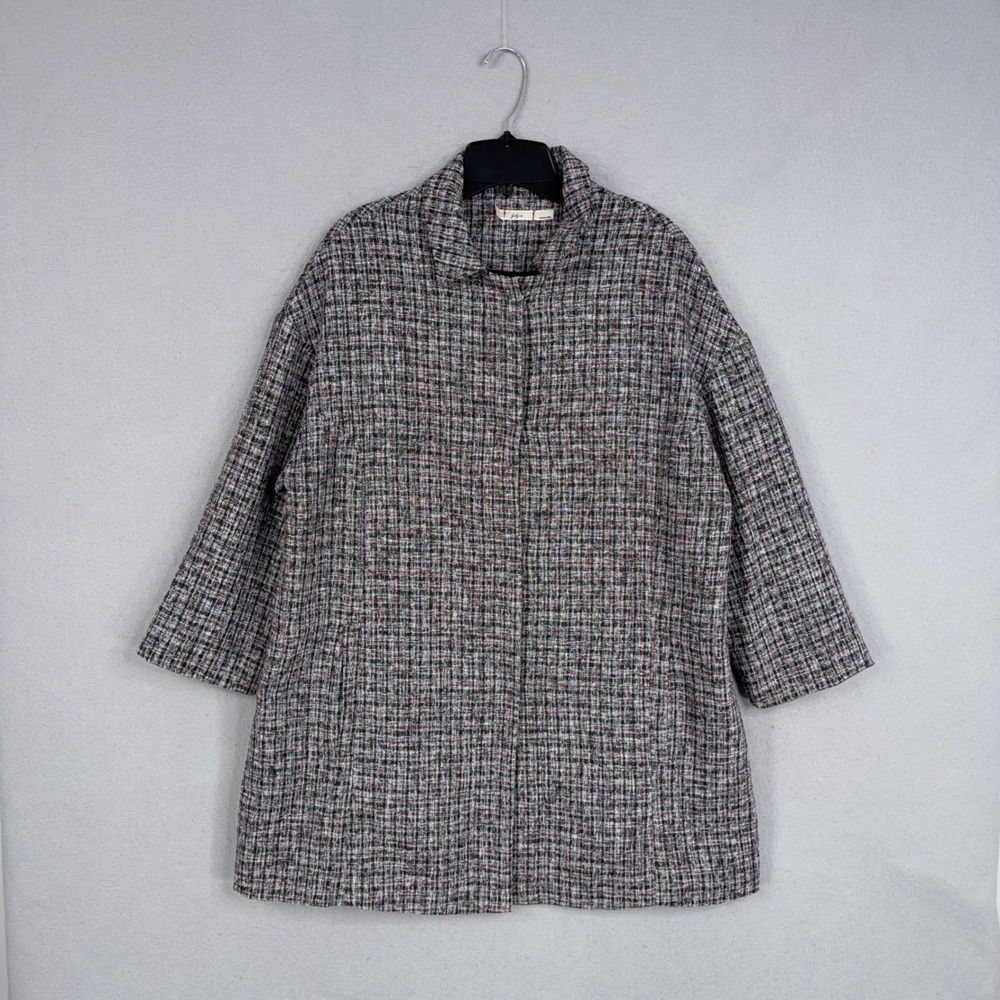 Gibson Jacket Women XL Multi Plaid Tweed Snap Front Classic Professional Career